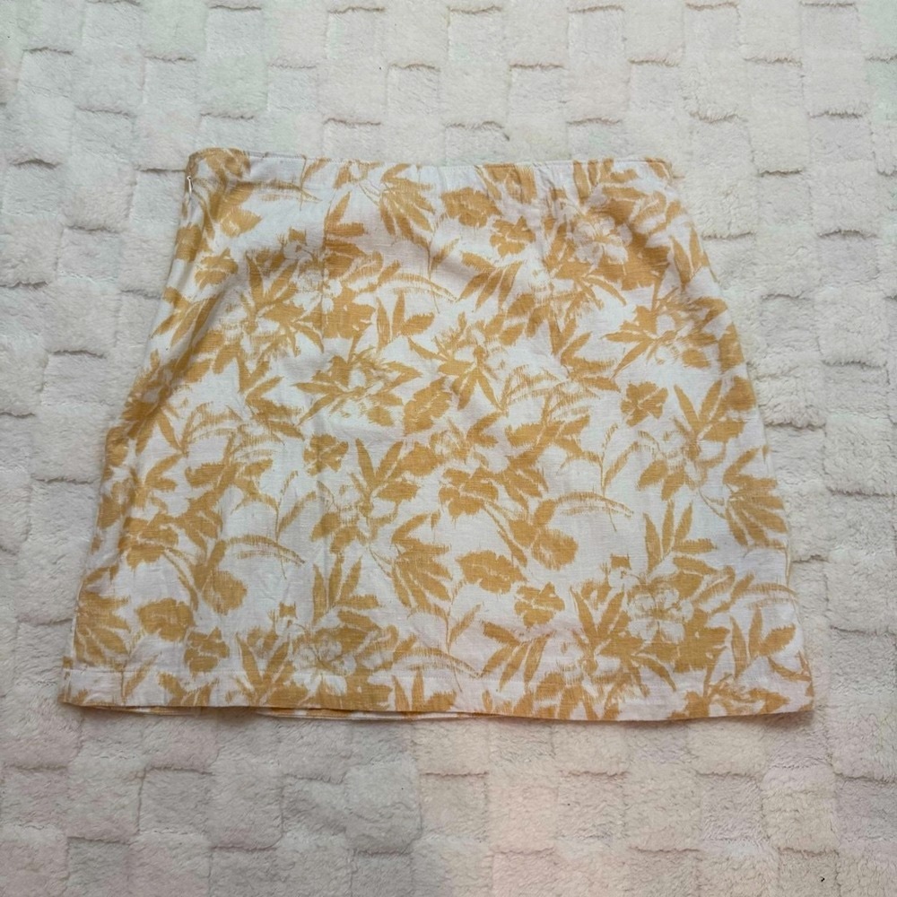 Abercrombie & Fitch Floral Palm Patterned Linen Mini Skirt - Women’s Medium - Picture 3 of 6